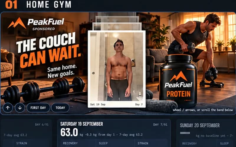 A sponsored day for PeakFuel: Home gym
