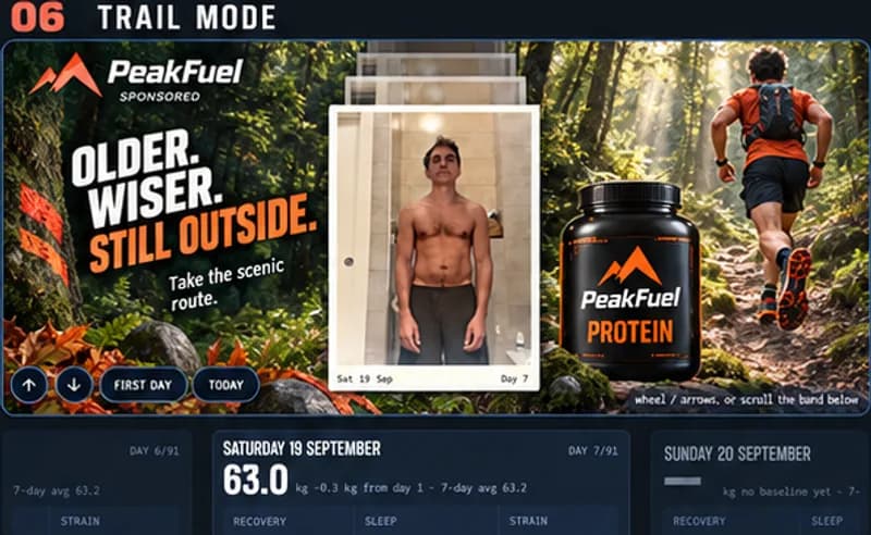A sponsored day for PeakFuel: Trail mode